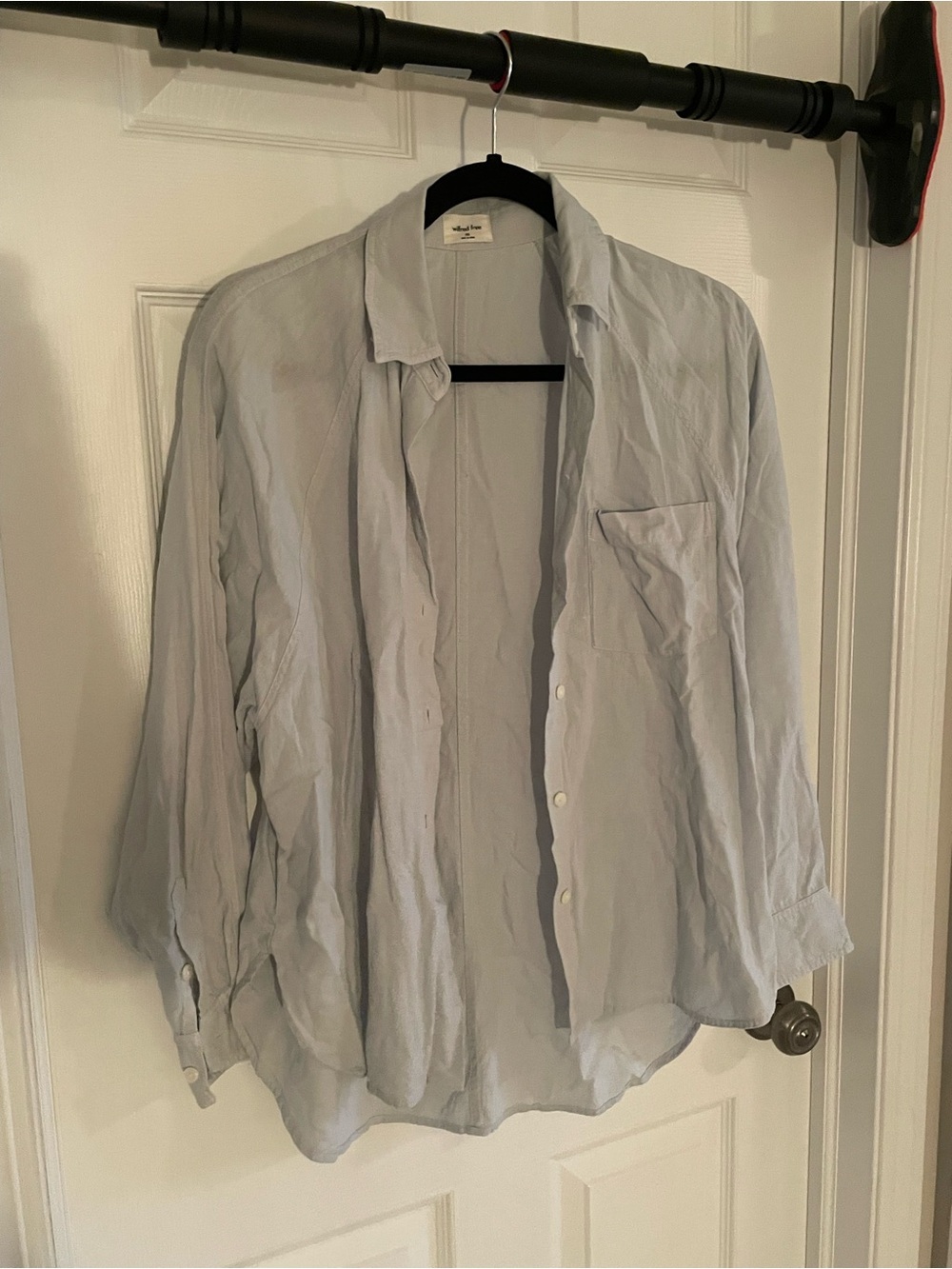 Light Blue Men's Long-Sleeve Button-Up Shirt